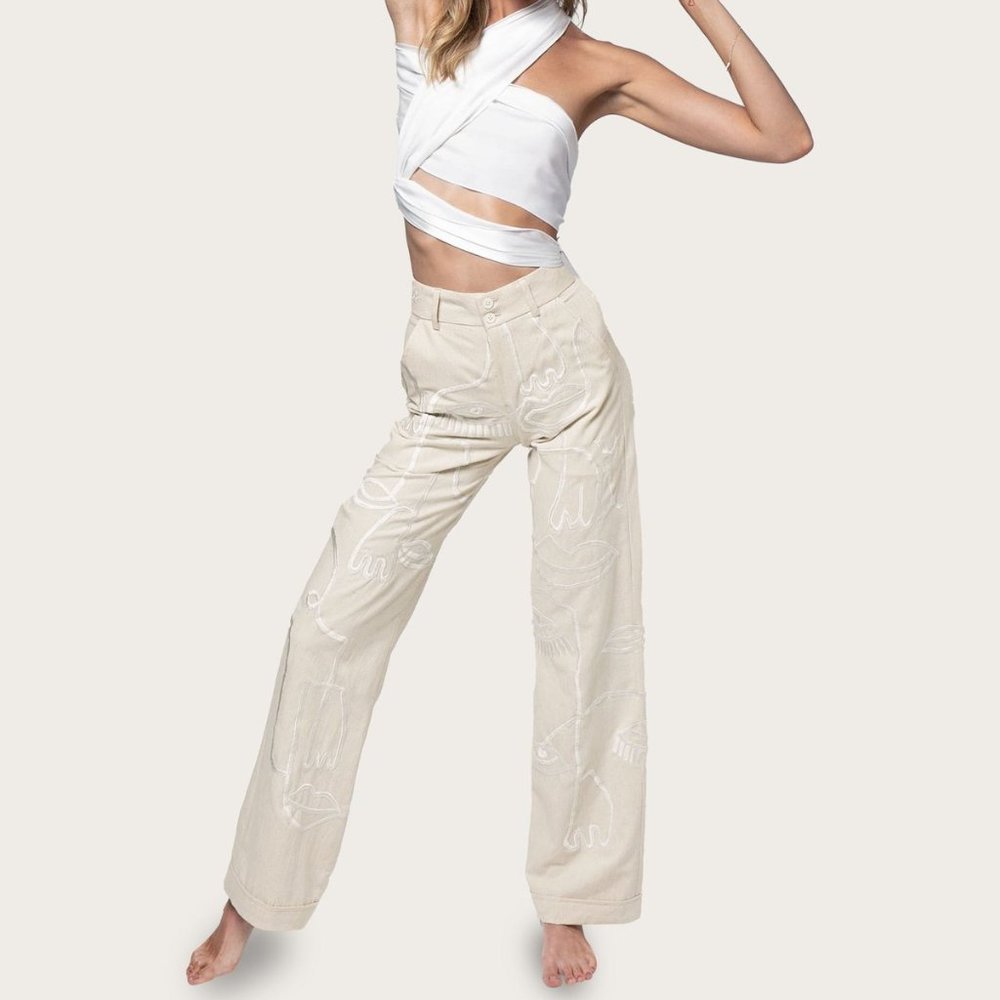 .Maison Les Ènervès Linen Siam Pants - Ivory - Picture 1 of 3